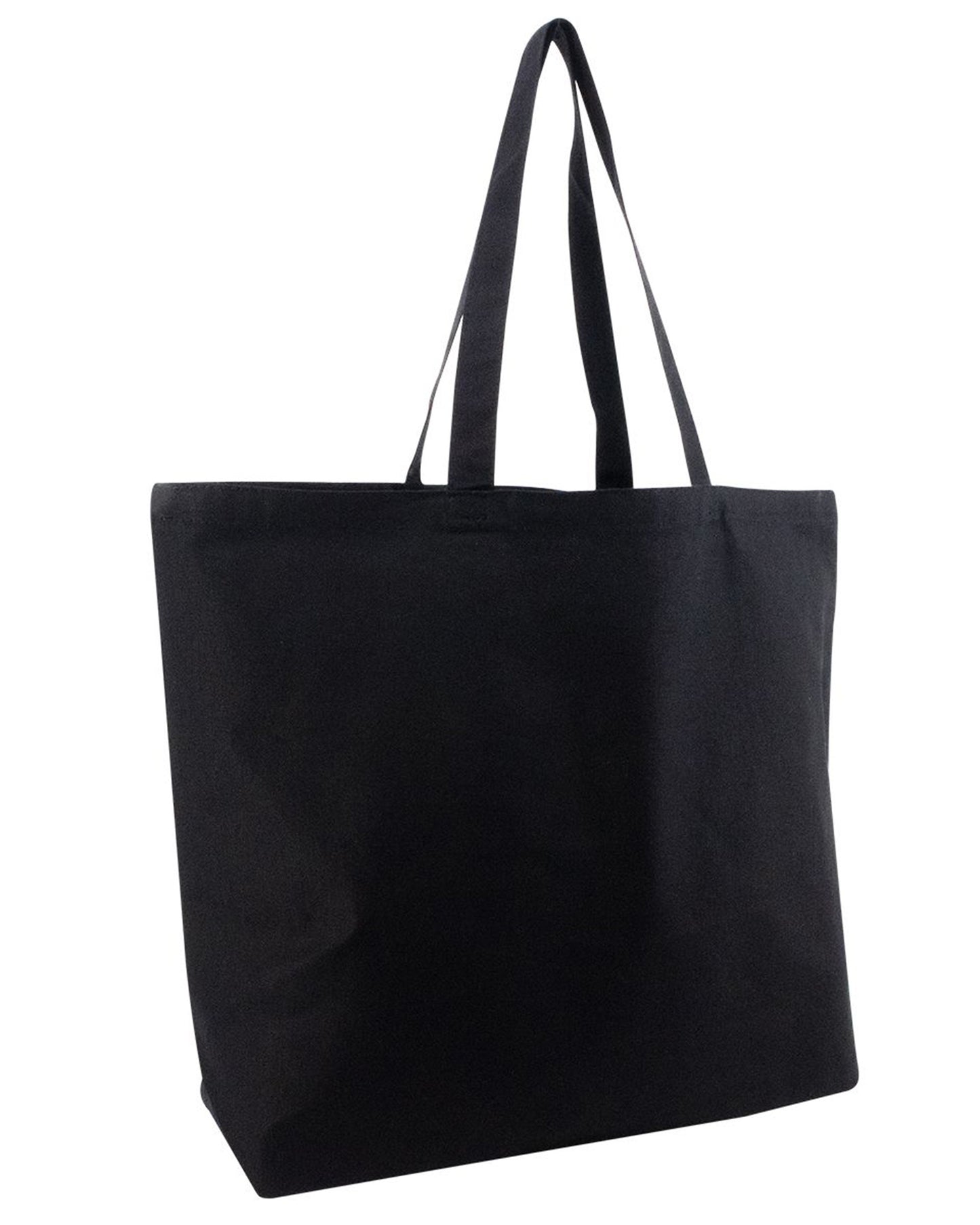 Black tote bag on a white background. OAD Jumbo Gusseted Canvas Tote, Embroidered by Helmsman Stitch Co.