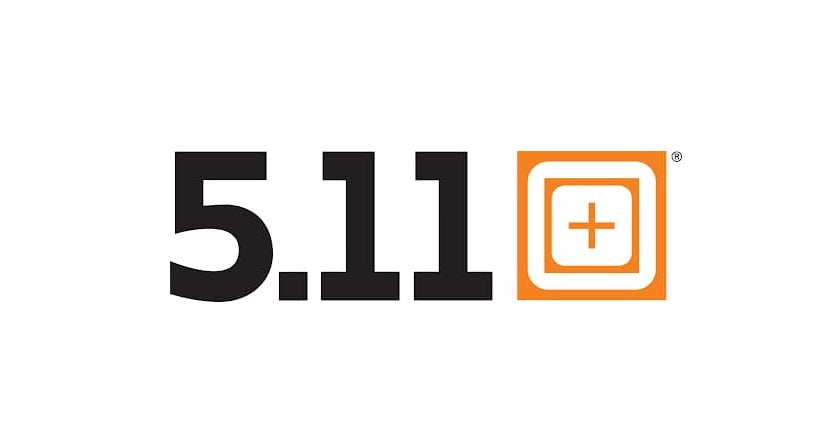 5.11 logo with a plus sign on a white background