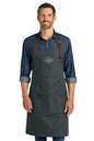 Man wearing a black apron with customizable logo text on a white background Port Authority® Signature Workwear Apron, Embroidered