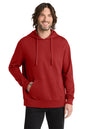 Man wearing a red hoodie on a white background, Embroidered Allmade® Unisex Organic French Terry Pullover Hoodie