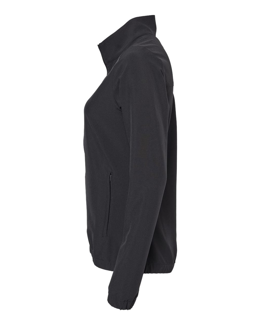 Black jacket on a white background. Adidas Women's Wind Resistant Full-Zip Jacket, Embroidered by Helmsman Stitch Co.