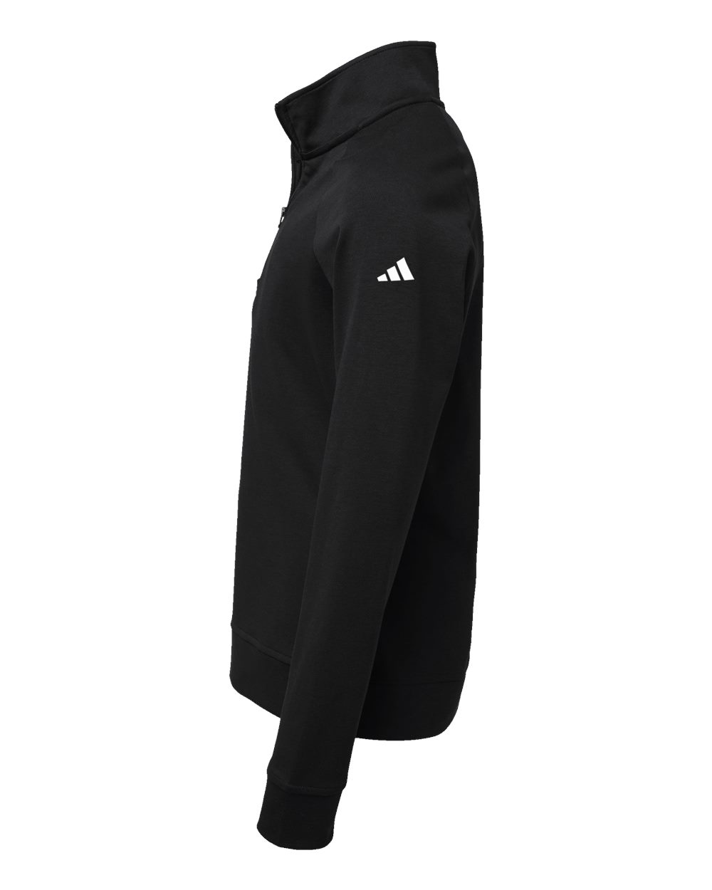 Black Adidas hoodie on a white background. Adidas Youth Performance Quarter-Zip Pullover, Embroidered by Helmsman Stitch Co.