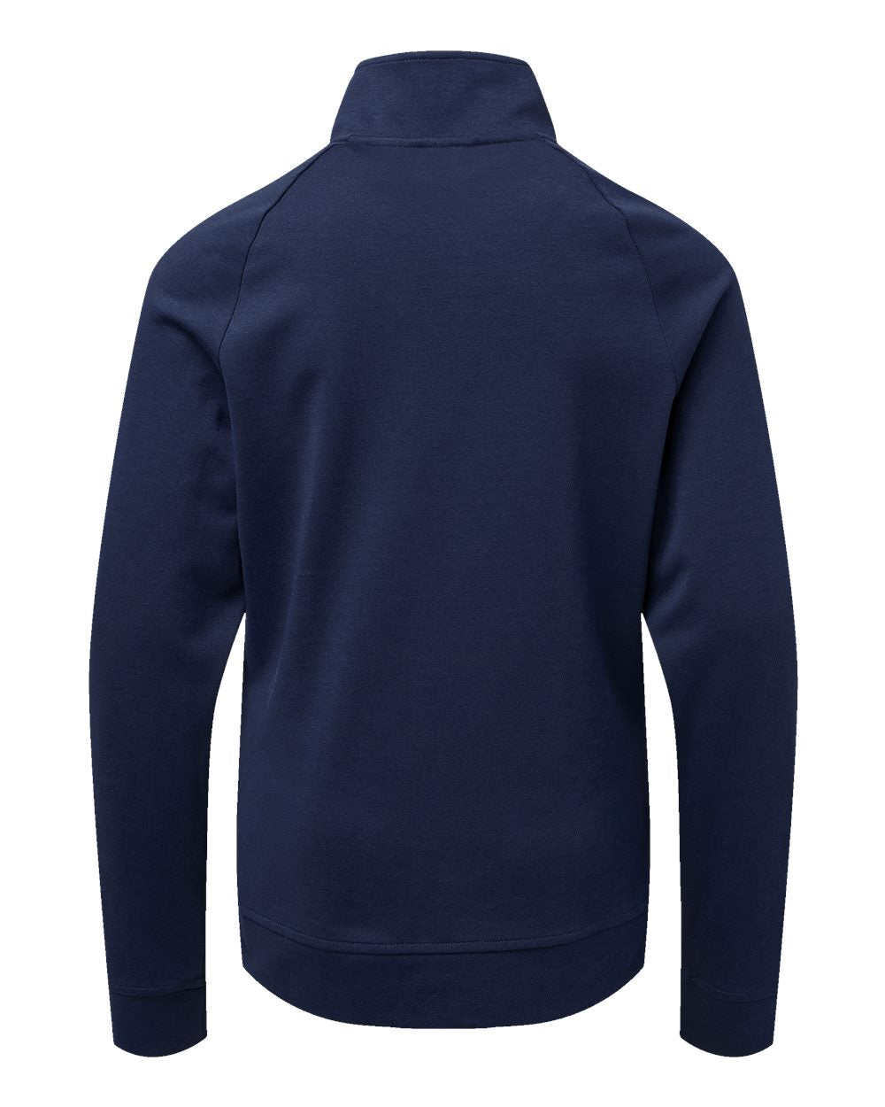 Navy blue jacket on a white background. Adidas Youth Performance Quarter-Zip Pullover, Embroidered by Helmsman Stitch Co.