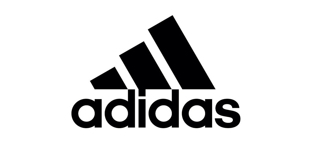 Black Adidas logo on a white background
