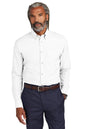 Man wearing a white dress shirt and navy pants on a white background embroidered Brooks Brothers® Wrinkle-Free Stretch Pinpoint Shirts
