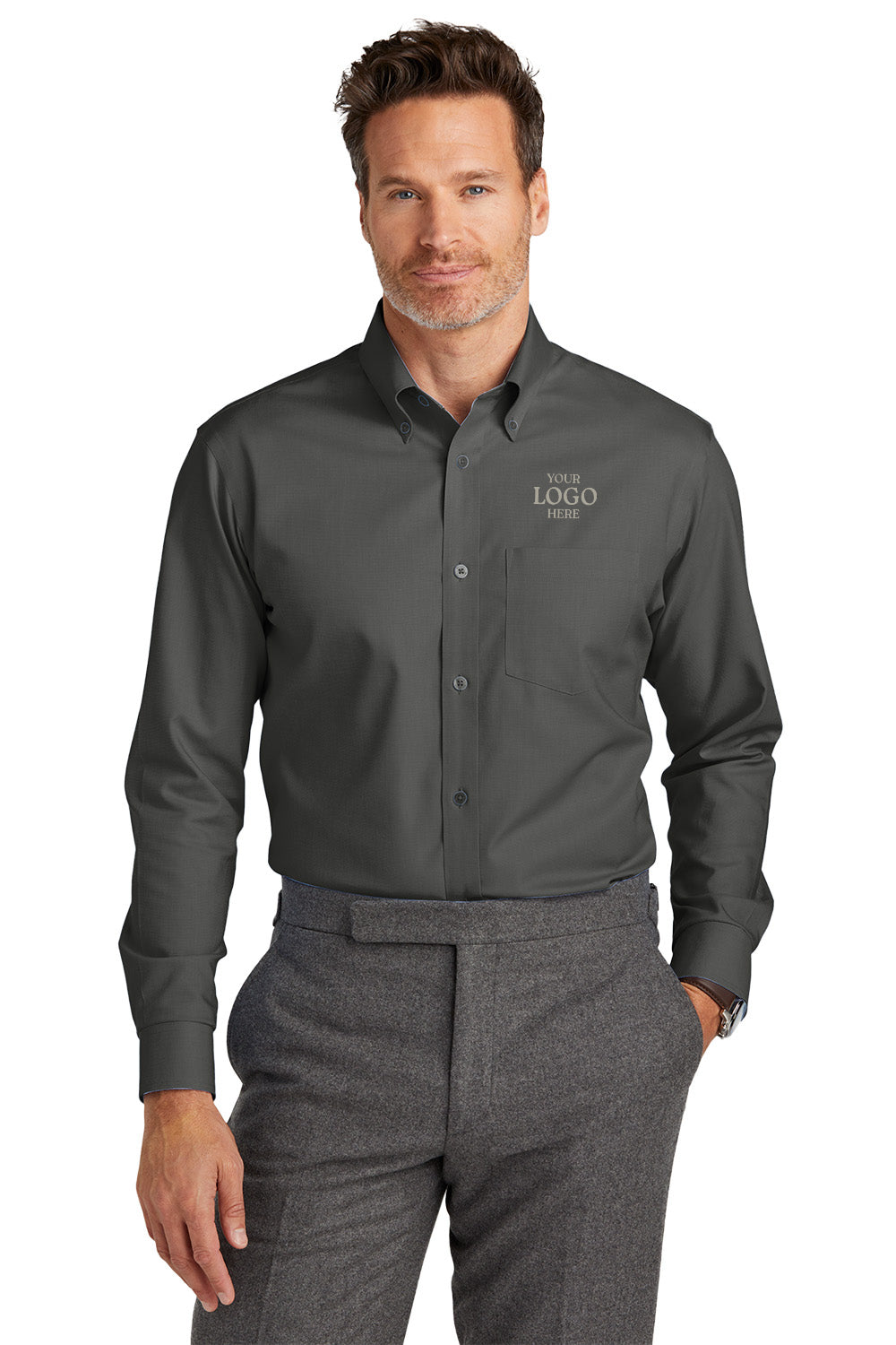 Brooks Brothers® Wrinkle-Free Stretch Nailhead Shirt, Embroidered