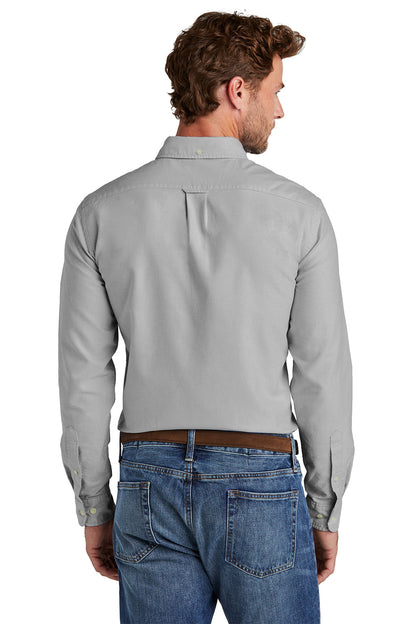 Man wearing a light gray shirt and blue jeans on a white background embroidered Brooks Brothers® Casual Oxford Cloth Shirt