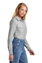 Woman wearing a gray shirt and blue jeans on a white background embroidered Brooks Brothers® Women’s Casual Oxford Cloth Shirt