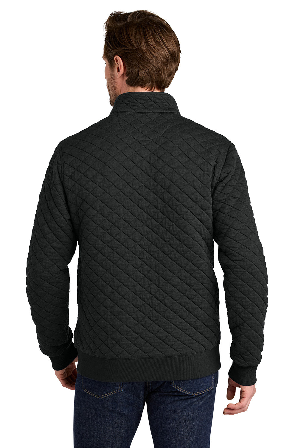 Man wearing a black quilted jacket on a white background Brooks Brothers® Diamond Quilt 1/4-Zip, Embroidered
