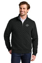 Man wearing a black quilted pullover with a logo on a white background Brooks Brothers® Diamond Quilt 1/4-Zip, Embroidered