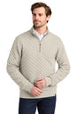 Man wearing a beige quilted half-zip sweater on a white background Brooks Brothers® Diamond Quilt 1/4-Zip, Embroidered
