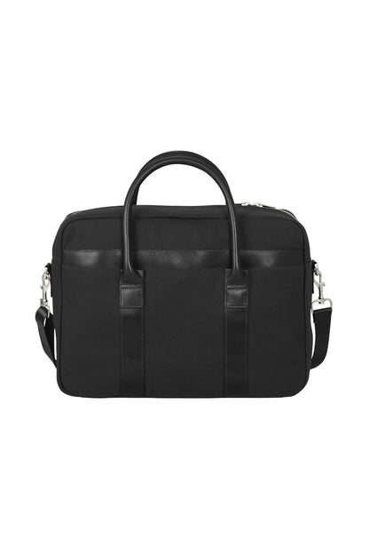 Black leather briefcase on a white background embroidered Brooks Brothers® Wells Briefcase