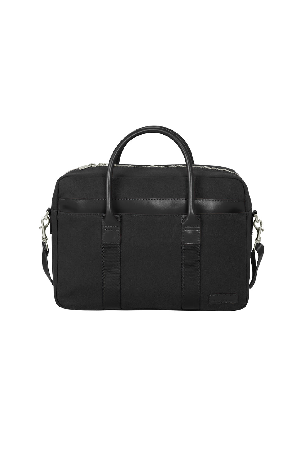 Black leather briefcase on a white background embroidered Brooks Brothers® Wells Briefcase