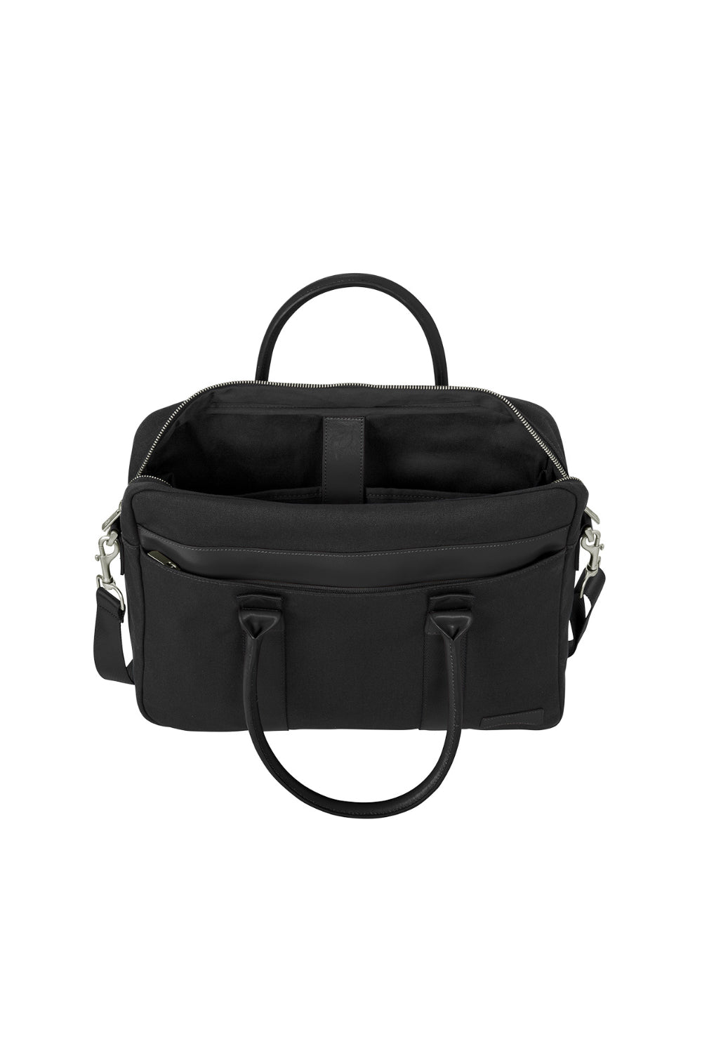Black backpack with multiple straps on a white background embroidered Brooks Brothers® Wells Briefcase