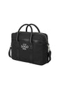 Black leather briefcase with customizable logo area on a white background embroidered Brooks Brothers® Wells Briefcase