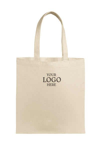 Beige tote bag with 'Your Logo Here' text on a white background