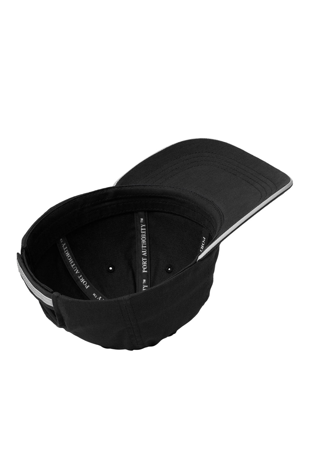 Black cap with brand logo on a white background Port Authority® Reflective Sandwich Bill Cap, Embroidered
