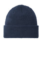 Blue knit beanie on a white background. Port Authority® Thermal Knit Cuff Beanie, Embroidered