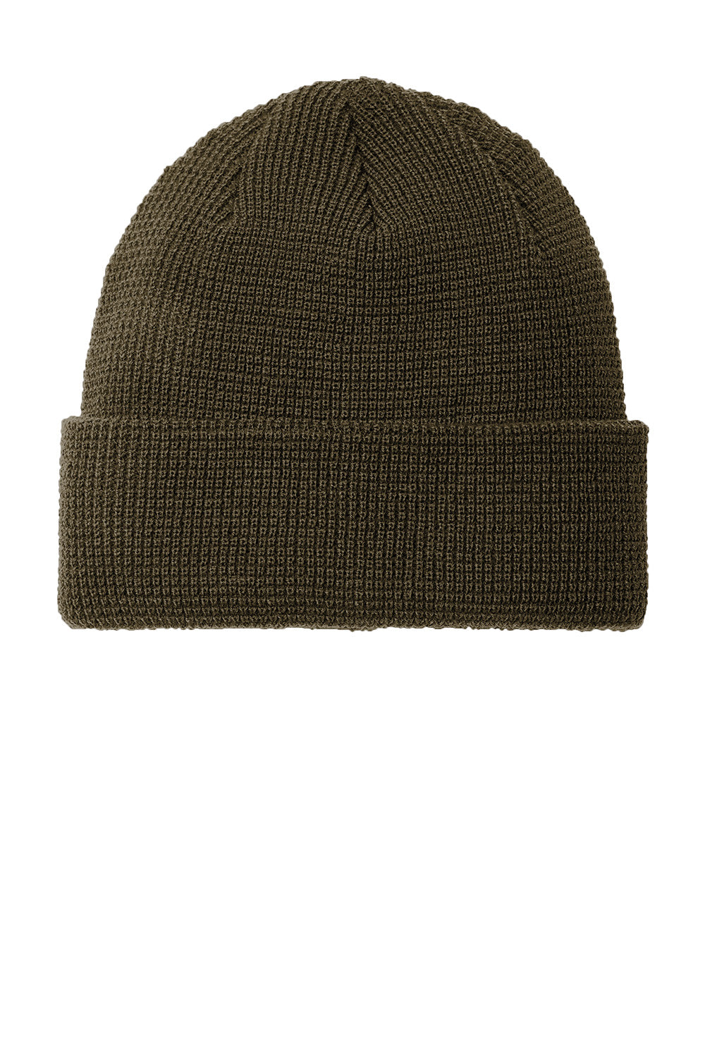 Green knit beanie on a white background. Port Authority® Thermal Knit Cuff Beanie, Embroidered