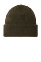 Green knit beanie on a white background. Port Authority® Thermal Knit Cuff Beanie, Embroidered