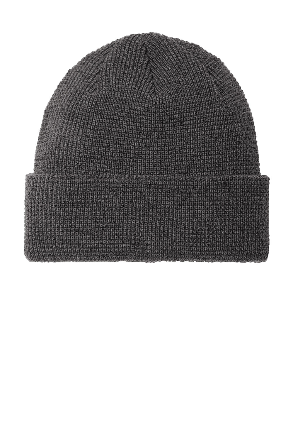 Dark gray knit beanie on a white background. Port Authority® Thermal Knit Cuff Beanie, Embroidered