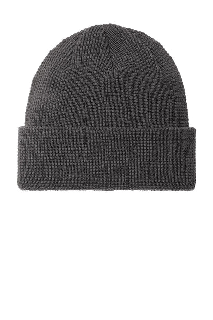 Dark gray knit beanie on a white background. Port Authority® Thermal Knit Cuff Beanie, Embroidered