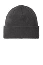 Dark gray knit beanie on a white background. Port Authority® Thermal Knit Cuff Beanie, Embroidered