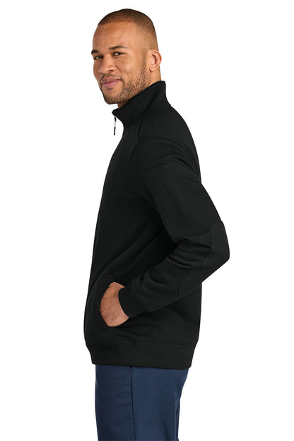 Man wearing a black turtleneck sweater on a white background CornerStone® 12-Oz. Tough Fleece Job Shirt, Embroidered