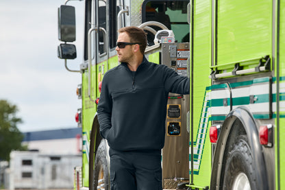 Man standing next to a green fire truck, CornerStone® 12-Oz. Tough Fleece Job Shirt, Embroidered
