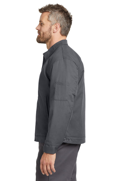 Man wearing a dark gray jacket on a white background Red Kap® Slash Pocket Jacket, Embroidered
