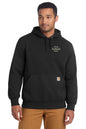 Black hoodie with customizable logo on a white background, Embroidered Carhartt® Rain Defender® Paxton Heavyweight Hooded Sweatshirt