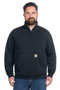Man wearing a black Carhartt pullover on a white background, Embroidered Carhartt® Midweight 1/4-Zip Mock Neck Sweatshirt