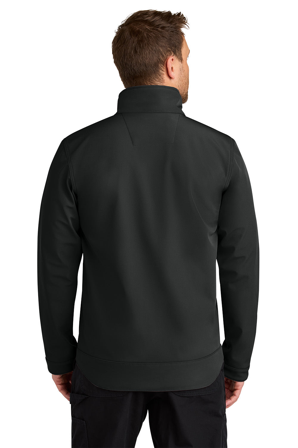 Man wearing a black jacket on a white background