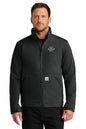 Man wearing a black jacket with customizable text on a white background Carhartt® Rain Defender® Soft Shell Jacket, Embroidered