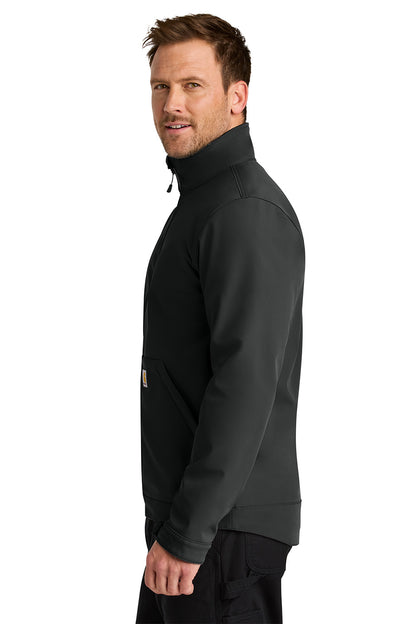 Man wearing a black jacket on a white background Carhartt® Rain Defender® Soft Shell Jacket, Embroidered