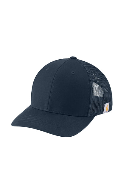Navy blue cap with mesh back on a white background Carhartt® Flexfit 110® Mesh Back Cap, Embroidered