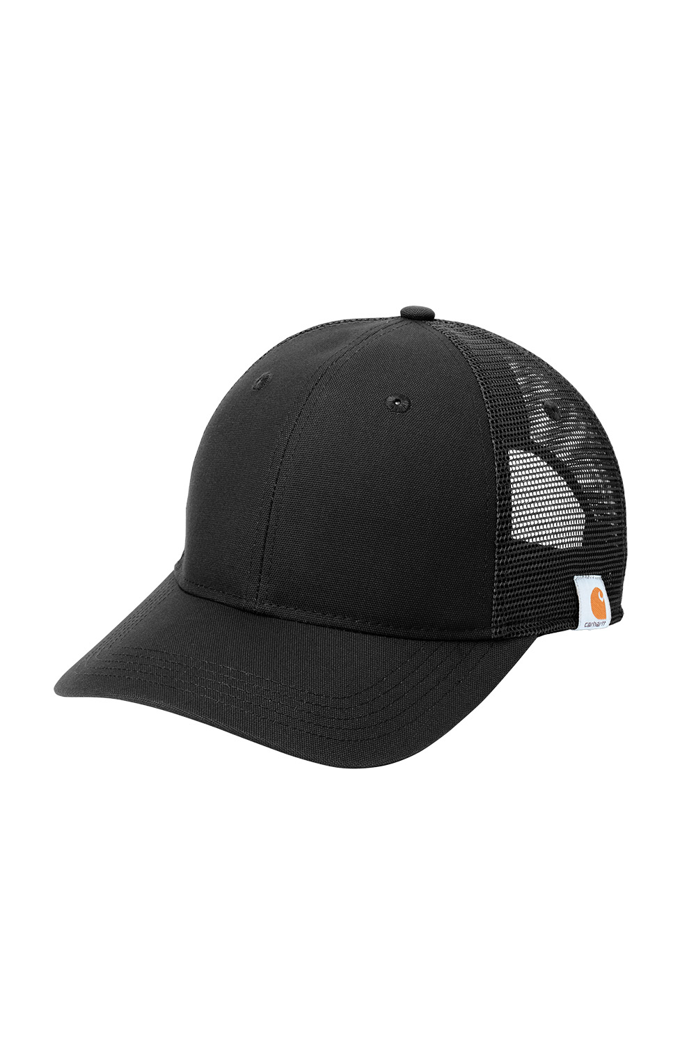 Black cap with mesh back on a white background, Carhartt® Rugged Professional™ Series Cap, Embroidered