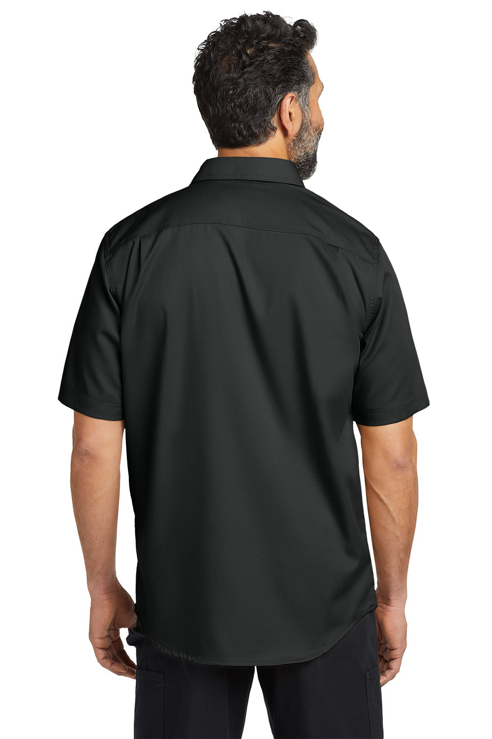 Man wearing a black short-sleeve shirt on a white background embroidered Carhartt® Rugged Professional™ Series Short Sleeve Shirt