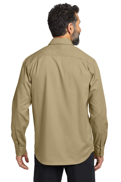 Man wearing a beige long-sleeve shirt on a white background embroidered Carhartt® Rugged Professional™ Series Long Sleeve Shirt