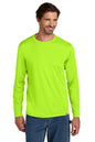 Man wearing a bright green long-sleeve shirt on a white background embroidered Carhartt Force® Sun Defender™ Long Sleeve Shirt