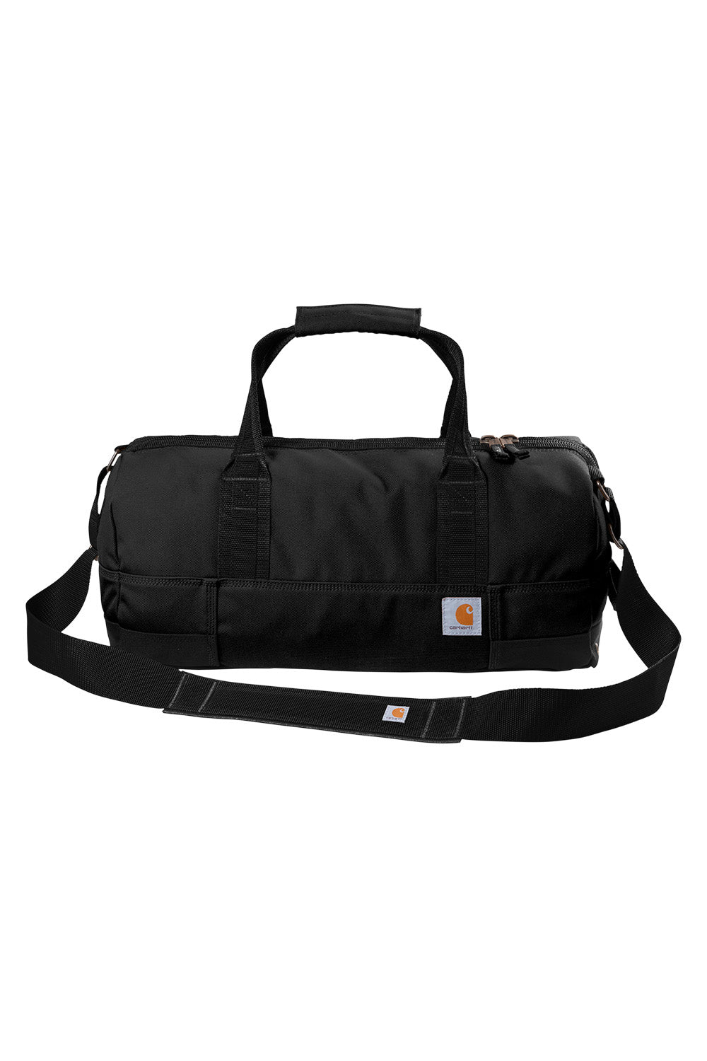 Black duffel bag with Carhartt logo on a white background embroidered Carhartt® Foundry Series 20” Duffel