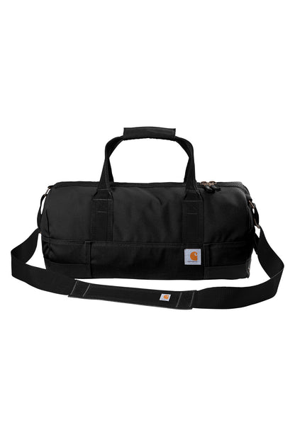Black duffel bag with Carhartt logo on a white background embroidered Carhartt® Foundry Series 20” Duffel