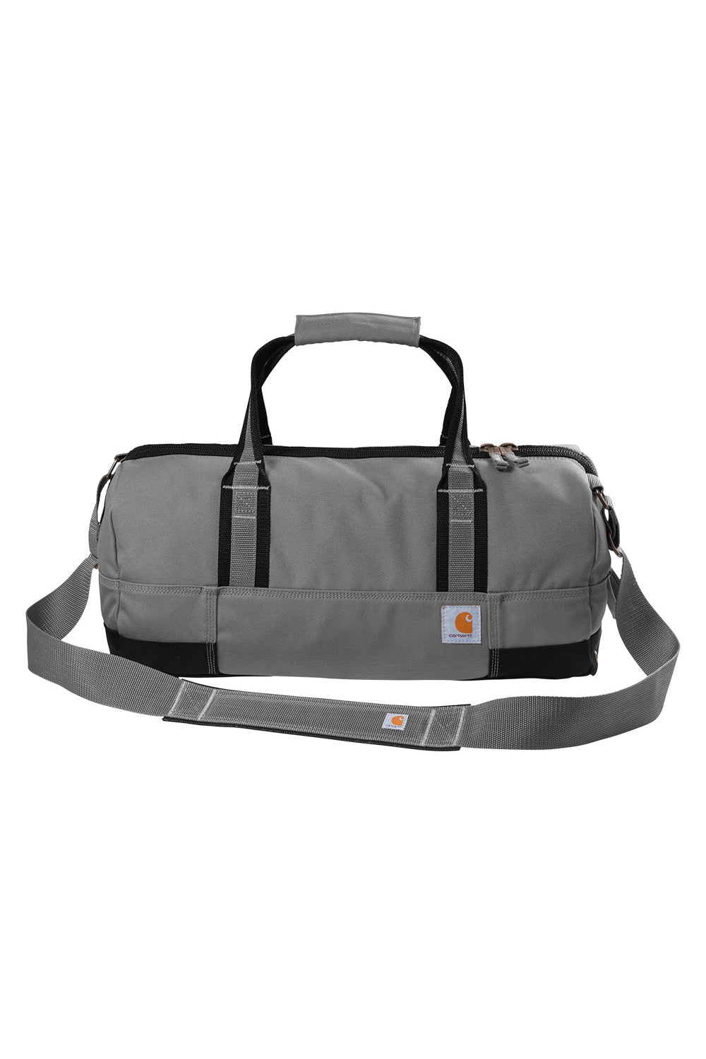 Gray duffel bag with black accents on a white background embroidered Carhartt® Foundry Series 20” Duffel