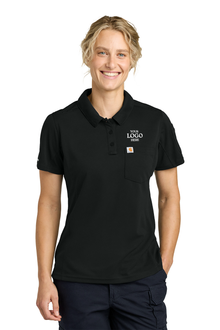 Black polo shirt with customizable logo on a white background, Carhartt® Women’s FLD & RSCU Polo, Embroidered