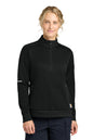 Woman wearing a black quarter-zip sweatshirt on a white background, Carhartt® Women’s FLD & RSCU 1/2-Zip Mid-Layer, Embroidered