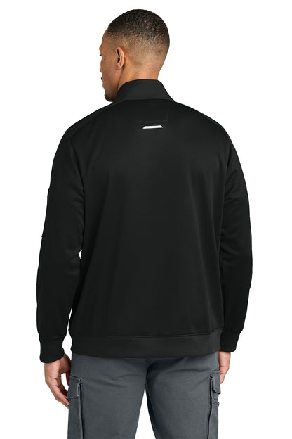 Person wearing a black jacket on a white background, Carhartt® FLD & RSCU 1/2-Zip Mid-Layer, Embroidered