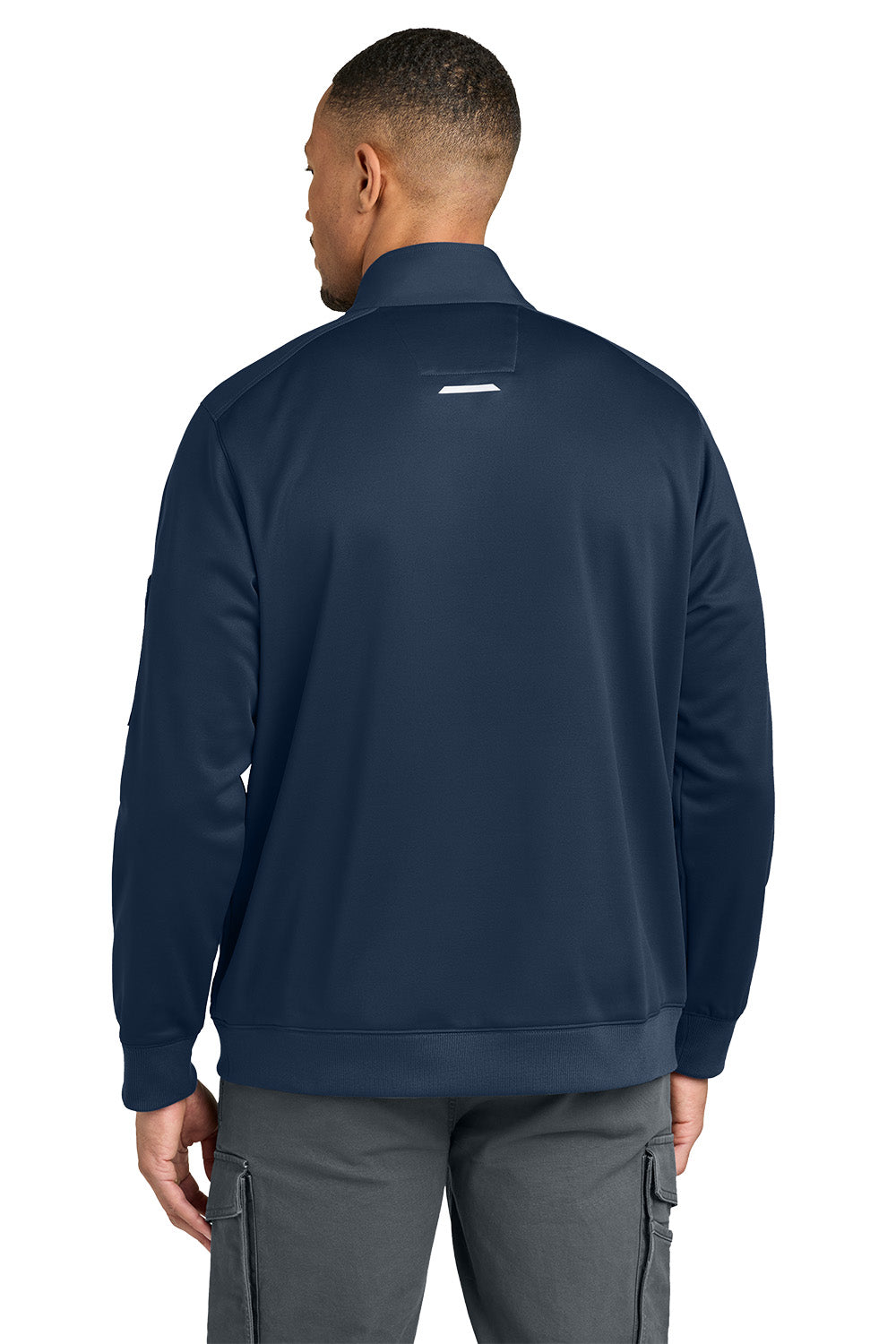 Man wearing a navy blue jacket on a white background, Carhartt® FLD & RSCU 1/2-Zip Mid-Layer, Embroidered