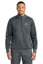 Man wearing a gray pullover with a logo placeholder on a white background, Carhartt® FLD & RSCU 1/2-Zip Mid-Layer, Embroidered