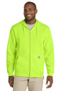 Man wearing a bright green hoodie with a visible brand logo on a white background, Embroidered Carhartt® Midweight Hooded Zip-Front Sweatshirt