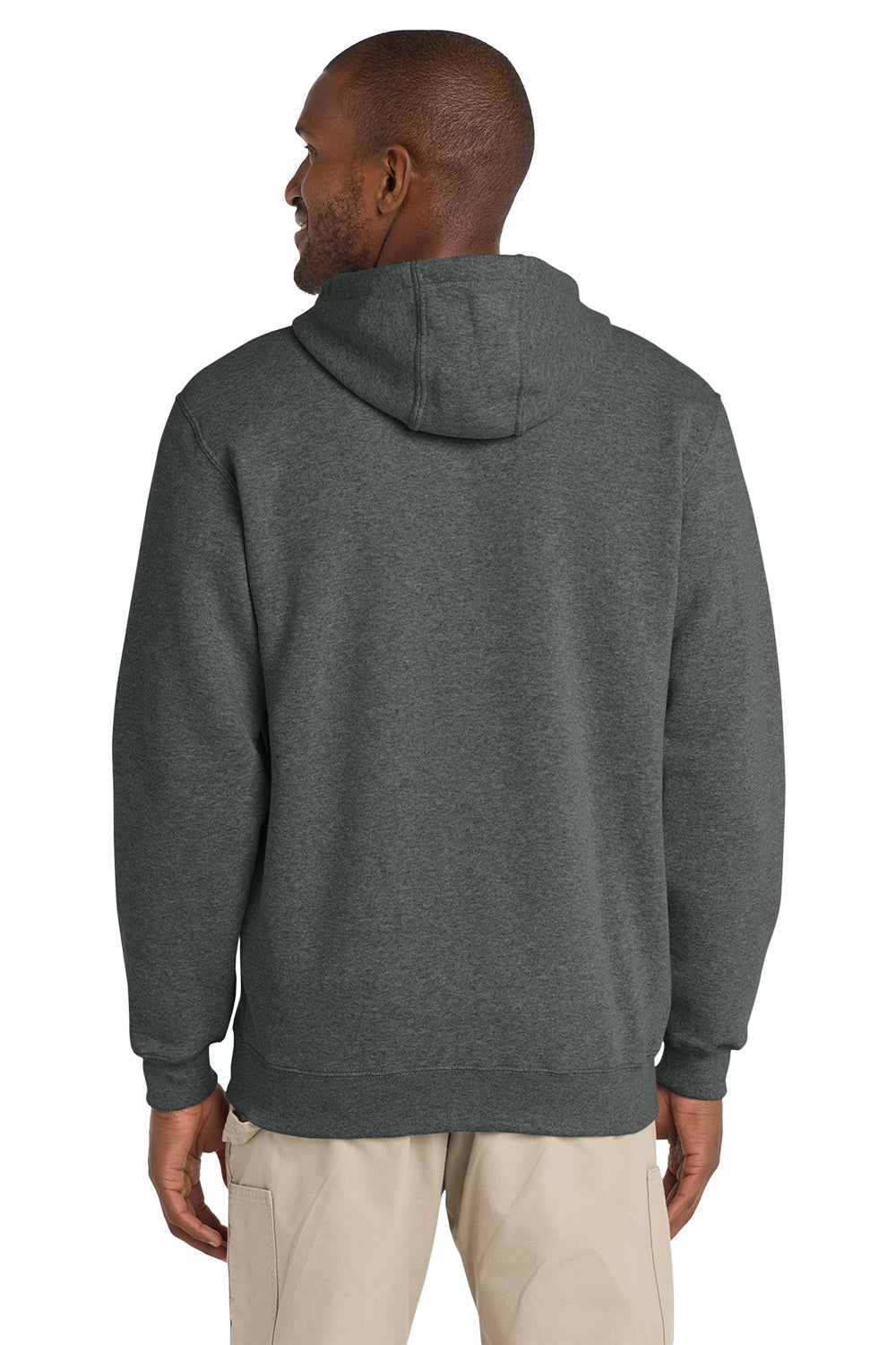 Man wearing a gray hoodie from behind on a white background, Embroidered Carhartt® Midweight Hooded Zip-Front Sweatshirt